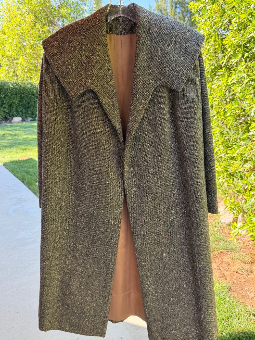 Charming Vintage Flecked Donegal Weave Tweed Handmade/Custom Coat w/Satin Lining